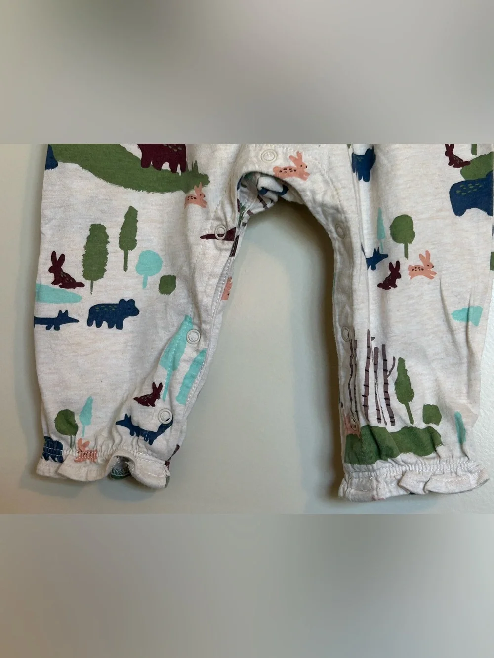 Sz3-6M Tea Collection Woodland Print Smocked Romper